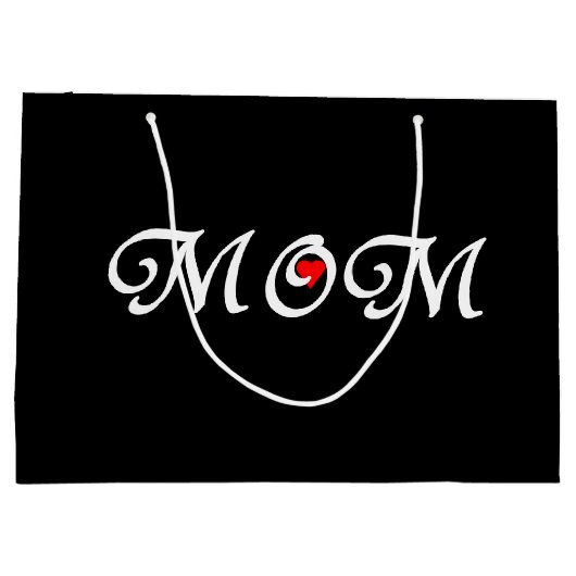 ブラック背景のママ赤いハート抱き枕。 ラージペーパーバッグ (裏面)