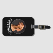 ブラック自分の写真カスタム写真または画像を作成 ラゲッジタグ (正面横)