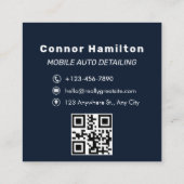 ブラック自動詳細、自動修復ブラックqrコード スクエア名刺 (裏面)