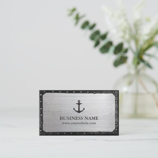 ブラック航海のいかりダークフレームクールメタル 名刺 (スタンド正面)