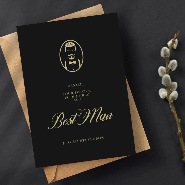 ブラック花婿介添人シンプルシルエット結婚の提案 (クリエイターアップロード済み)