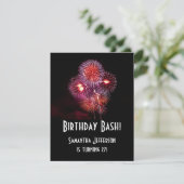ブラック花火誕生日バッシュ招待状 招待状 (スタンド正面)