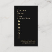 ブラック芸術的および金ゴールドQRコードの名刺 名刺 (裏面)