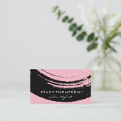ブラック芸術的にブラシ付きピンク 名刺 (スタンド正面)