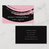 ブラック芸術的にブラシ付きピンク 名刺 (正面/裏面)