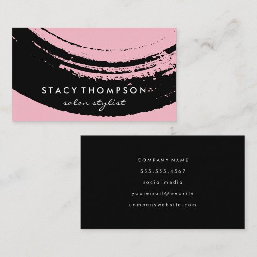 ブラック芸術的にブラシ付きピンク 名刺 (正面/裏面)