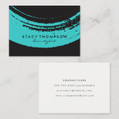 ブラック芸術的にブラシ付きブルー 名刺 (正面/裏面)
