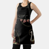 ブラック芸術的フローラデザイン+お名前キッチン エプロン (インサイチュ)