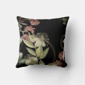 ブラック芸術的フローラデザイン クッション (裏面)