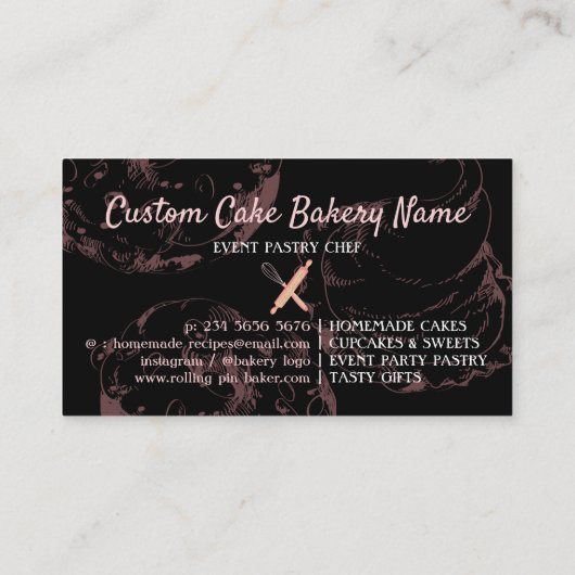 ブラック菓子ベイカーガールパティシシェフ 名刺 (裏面)