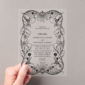 ブラック華美フローラヴィンテージウェディング アクリル招待状 (インサイチュ (ポータブル))