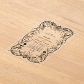 ブラック華美フローラヴィンテージウェディング アクリル招待状 (レイダウン)