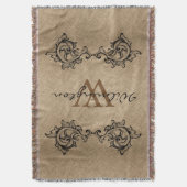 ブラック葉スクフェイクロBurlap – ファミリ名 スローブランケット (正面縦)