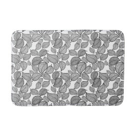 ブラック葉バスオンホワイトバスマット バスマット