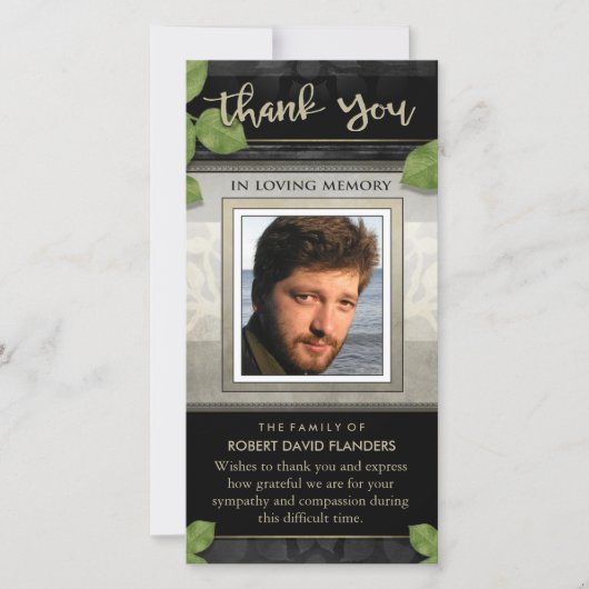 ブラック葉金ゴールドフォトカスタムサンキューカード サンキューカード (正面)