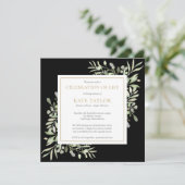 ブラック葬儀お祝いのライフフォトスクエア 招待状 (スタンド正面)