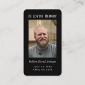 ブラック葬儀悔やみや弔慰記念祈りの言葉フォトカード エンクロージャーカード (正面)