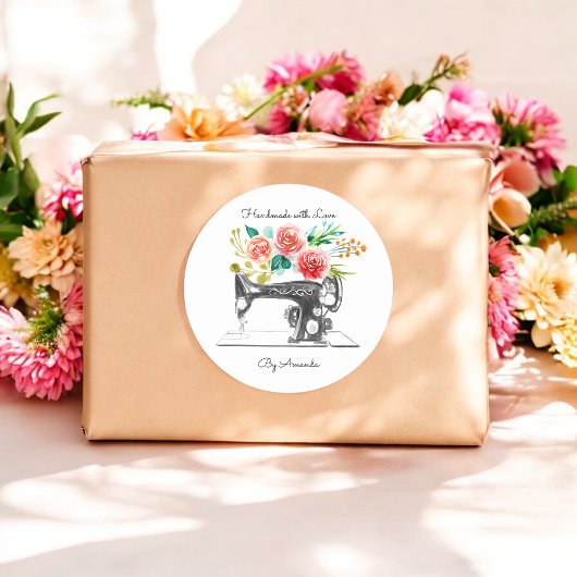 ブラック裁縫マシンホワイトテーラーブティック ラウンドシール