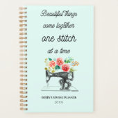 ブラック裁縫機ヴィンテージ引用文パステル プランナー手帳 (正面)