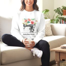 ブラック裁縫機械縫い縫いシームストレス スウェットシャツ