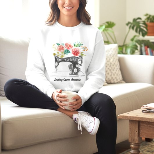 ブラック裁縫機械縫い縫いシームストレス スウェットシャツ