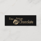 ブラック製品カード上の生のアーティザンチョコレート金ゴールド スキニー名刺 (正面)