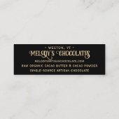 ブラック製品カード上の生のアーティザンチョコレート金ゴールド スキニー名刺 (裏面)