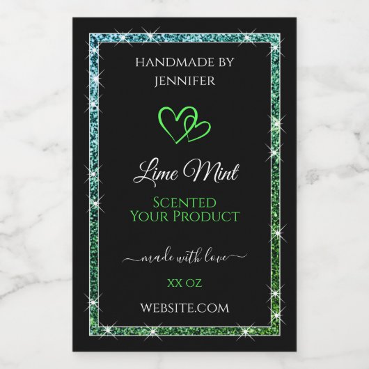 ブラック製品パッケージングラベルティール(緑がかった色)グリーングリッター フードラベル (シングルラベル)