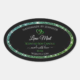 ブラック製品パッケージングラベルティール（緑がかった色）グリーングリッター 楕円形シール