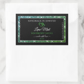 ブラック製品パッケージングラベルティール（緑がかった色）グリーングリッター 長方形シール (バッグ)