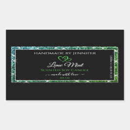 ブラック製品パッケージングラベルティール（緑がかった色）グリーングリッター 長方形シール