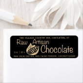 ブラック製品ラベルのRaw Artisan Chocolate金ゴールド ラベル (インサイチュ)