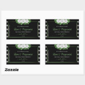 ブラック製品ラベル緑と白のバラ宝石 長方形シール (シート)