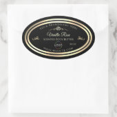 ブラック製品包装ラベル金ゴールド枠とロゴ 楕円形シール (バッグ)