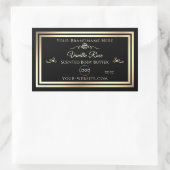 ブラック製品包装ラベル金ゴールド枠とロゴ 長方形シール (バッグ)