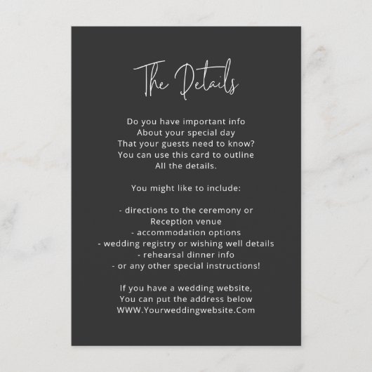 ブラック詳細カード白黒ミニマリスト エンクロージャーカード (正面)