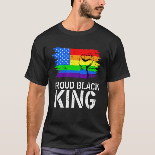 ブラック誇りを持ったキングパパファーザーズデイLGBTゲイプライドラ Tシャツ (正面)