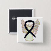 ブラック認識度リボンエンジェルカスタムアートピン 缶バッジ (正面&裏面)