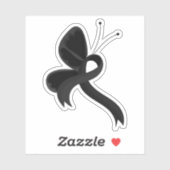 ブラック認識度リボン蝶 シール (シート)