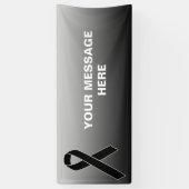 ブラック認識度リボン+メッセージ 横断幕 (縦)