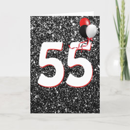ブラック誕生日カードの55グリッターバルーン カード