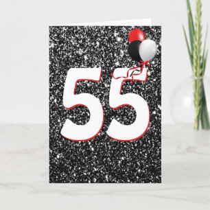 ブラック誕生日カードの55グリッターバルーン カード
