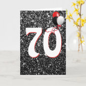 ブラック誕生日カードの70グリッターバルーン カード (黄色い花)