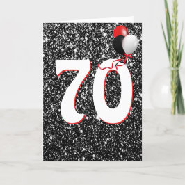 ブラック誕生日カードの70グリッターバルーン カード
