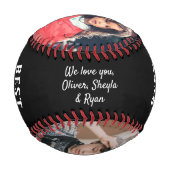 ブラック誕生日グランパ4フォトコラージュ野球 野球ボール (裏面)