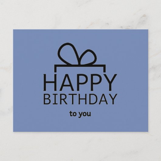 ブラック誕生日デザインオンブルー ポストカード (正面)