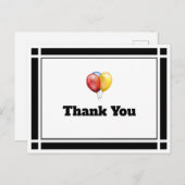 ブラック誕生日バルーンありがとうはがき ポストカード (正面/裏面)