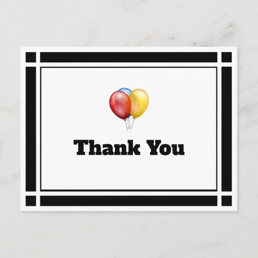 ブラック誕生日バルーンありがとうはがき ポストカード (正面)