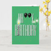 ブラック誕生日バルーンとスパーカー カード (黄色い花)