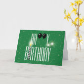 ブラック誕生日バルーンとスパーカー カード (黄色い花)